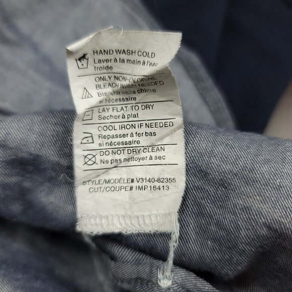 VINCE Womens XS Layered Sweater Silk Blend Chambray‎ Button Up Under Sweater Top - Picture 11 of 11